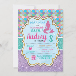 Mermaid Birthday Invitation Kaart