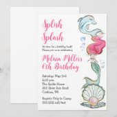 Mermaid Birthday Invitation Kaart (Voorkant / Achterkant)
