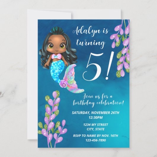 Mermaid Birthday Invitation Kaart (Voorkant)