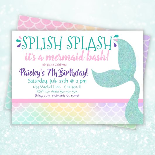 Mermaid Birthday Invitation Kaart