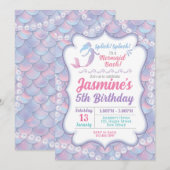 Mermaid Birthday Invitation Kaart (Voorkant / Achterkant)