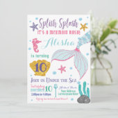 Mermaid Birthday Invitation Kaart (Staand voorkant)