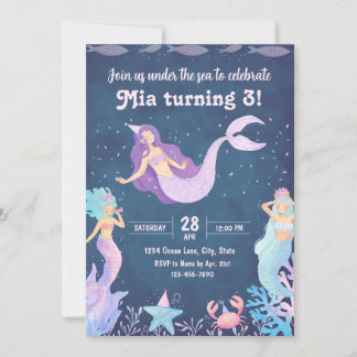 Mermaid Birthday Invitation Kaart
