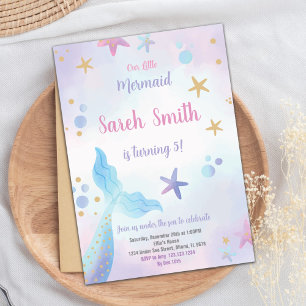Mermaid Birthday Invitation, Mermaid Invitation Kaart