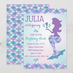 Mermaid Birthday Invitation Mermaid Number 1 Kaart