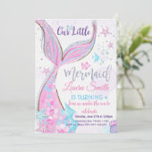 Mermaid Birthday Invitation Party Kaart (Staand voorkant)