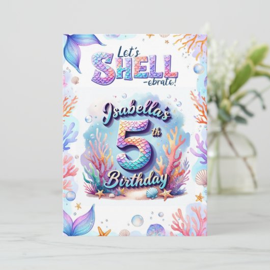 Mermaid Birthday Invitation Personalized  Name Age (Debout devant)