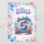 Mermaid Birthday Invitation Personalized  Name Age Kaart (Voorkant / Achterkant)
