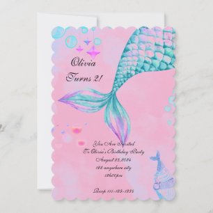 Mermaid Birthday Invitation Save The Date