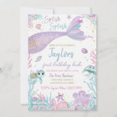 Mermaid Birthday Invitation Sjabloon. Bewerkbare I Kaart (Voorkant)