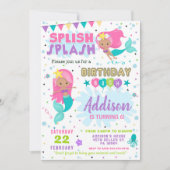Mermaid Birthday Invitation Splish Splash Invite (Devant)