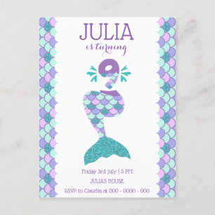 Mermaid Birthday Mermaid Number 9 Uitnodiging Briefkaart