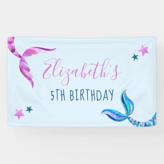 Mermaid Birthday Party Banner (Horizontaal)