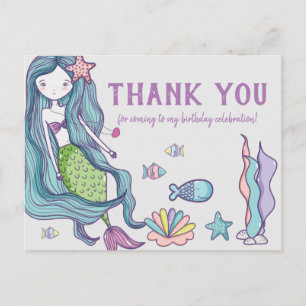 Mermaid Birthday Party Bedankt Briefkaart