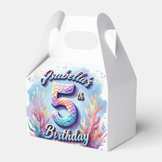 Mermaid Birthday Party Custom Name & Age Isabella  Bedankdoosjes (Achterkant)