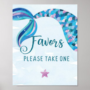 Mermaid Birthday Party Favors Sign Poster