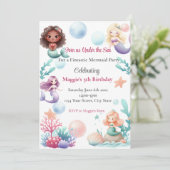Mermaid Birthday Party Invitation for Girls (Debout devant)