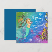 Mermaid Birthday Party Kaart (Voorkant / Achterkant)