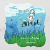 Mermaid Birthday Party Kaart (Voorkant / Achterkant)