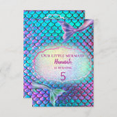 mermaid Birthday Party Kaart (Voorkant / Achterkant)