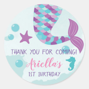 Mermaid Birthday Party Ronde Sticker