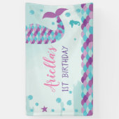 Mermaid Birthday Party Spandoek (Verticaal)