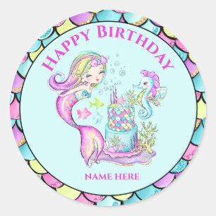 Mermaid Birthday Party  Stickers