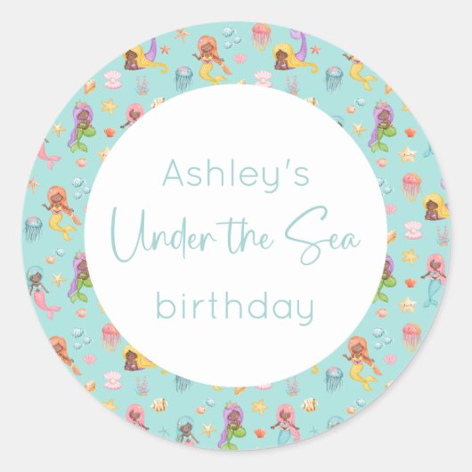 Mermaid Birthday Ronde Sticker (Voorkant)
