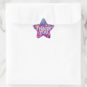 Mermaid Birthday Roze Glitter Dank u wel Ster Sticker