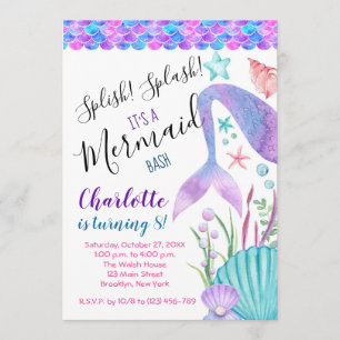 Mermaid Birthday, Splish Splash Kaart