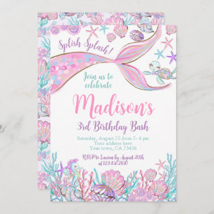 Mermaid Birthday Uitnodiging
