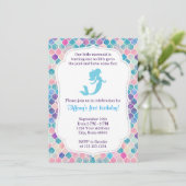 Mermaid Birthday Uitnodiging (Staand voorkant)