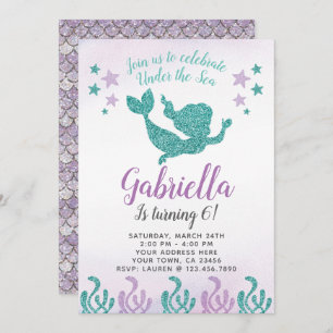 Mermaid Birthday Uitnodiging