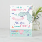 Mermaid Birthday Uitnodiging (Staand voorkant)