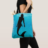 Mermaid Black Blue Ocean Modern Beach Draagtas (Dichtbij)