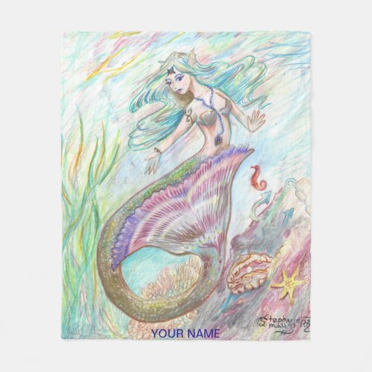 Mermaid Blanket med douanenaam Fleece Deken (Voorkant)