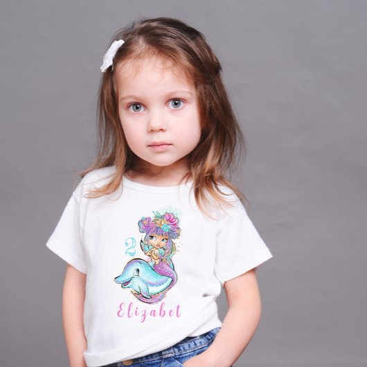 Mermaid Blonde mignon avec T-shirt d'anniversaire 