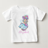 Mermaid Blonde mignon avec T-shirt d'anniversaire  (Devant)