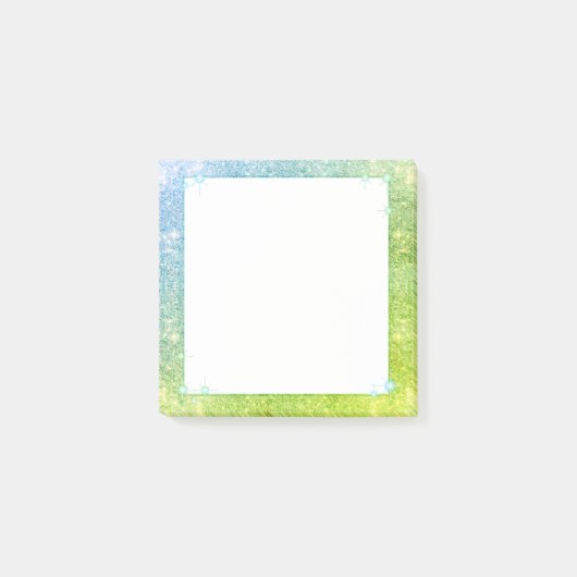Mermaid Blue Green Glitter Sparkle Faux Zee Post-it® Notes (Voorkant)