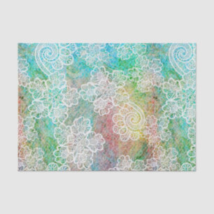 Mermaid Blue Green Pink Lace Patroon Tissuepapier