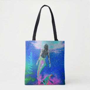 Mermaid Blue Ocean Pink Summer Modern Beach Draagtas