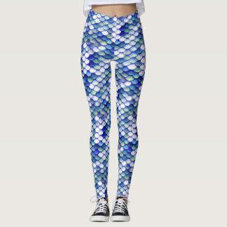 Mermaid Blue Skin Pattern Leggings