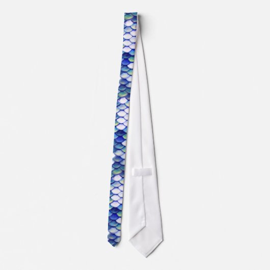 Mermaid Blue Skin Pattern Stropdas (Achterkant)