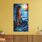 Mermaid by the Sea Canvas Wall Art (Insitu (Woonkamer))