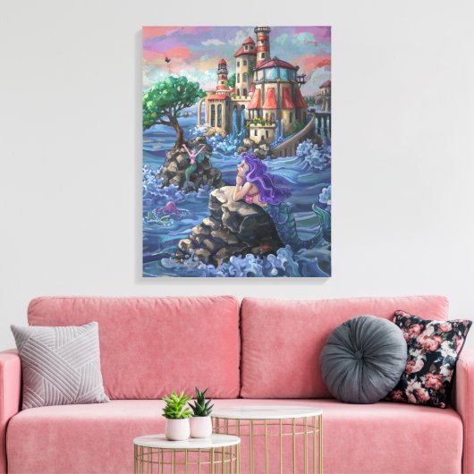 Mermaid Castle Canvas Afdruk (Insitu (Woonkamer))