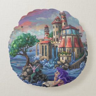 Mermaid Castle Rond Kussen