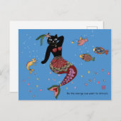 Mermaid cat briefkaart (Voorkant / Achterkant)