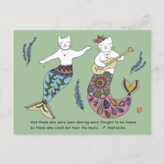 Mermaid cat briefkaart
