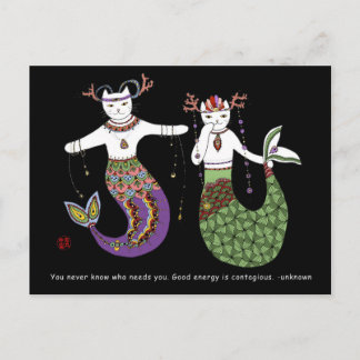 Mermaid cat briefkaart