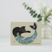 Mermaid cat briefkaart (Staand voorkant)